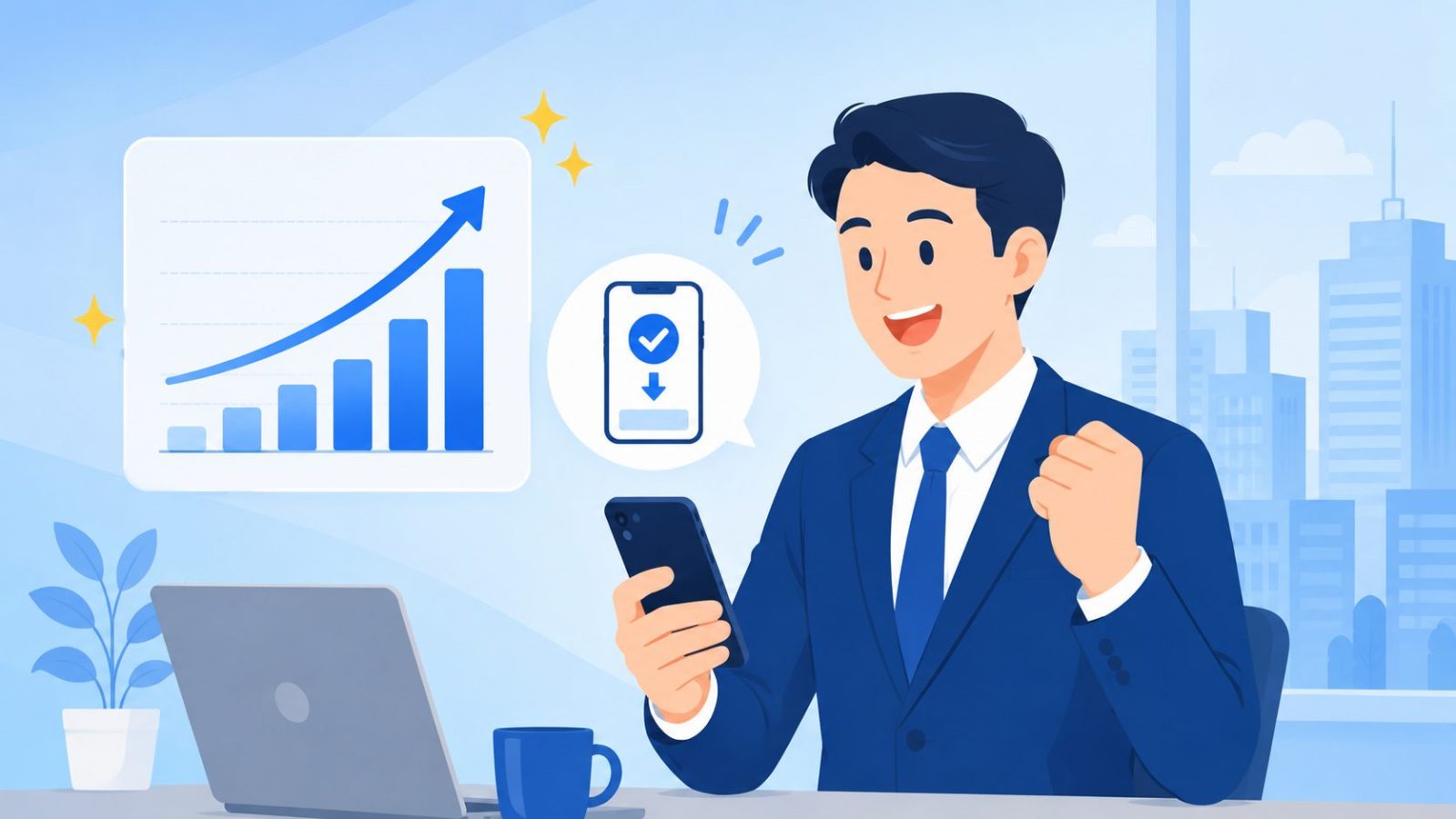 ファクタリングのTRYで資金繰りが改善した経営者のイメージ
